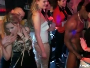 Drunk sluts get wild at this sexy club orgy