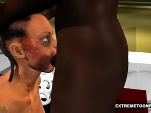 Sexy 3D zombie babe gets fucked hard by an ebony stud