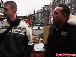 Amsterdam redlight hooker jizzed on camera