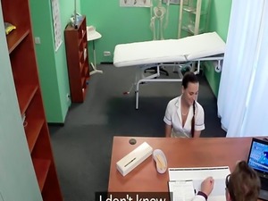 Lingerie nurse sucking doctor on spycam