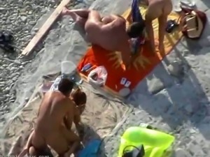 Horny skinny chicks all nude fucking their boyfriends on the beach