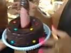 brazilian girl sucking her birthday cake dick