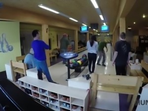 Ardent nympho finally agrees to be fucked by stranger in the bowling hall