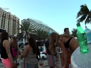 Street voyeur follows pretty amateur girls in sexy bikinis 