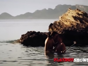 Couple engages in hot passionate love making in the lake