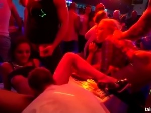 Enjoy kinky bright orgy with lots of real hookers in the night club