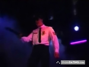 male dancer strips woman on stage