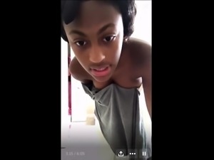Sexy ebony girl uses lube to jerk a johnson