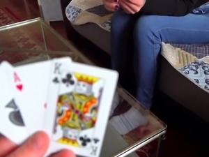 Played cards with a picked up russian babe and she lost her pussy to me