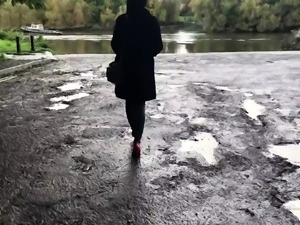 Wild foot fetishist enjoys walking barefoot in the mud