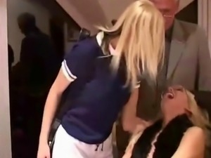 Blonde caught flirting punished with catfight and double hardcore fuck