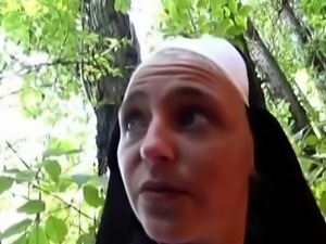 Naughty nun fucks on street