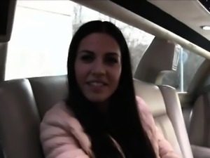 Euro brunette amateur banged in the limo