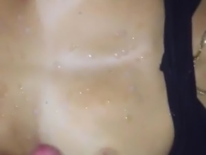 SQUIRTING LOAD OF CUM ON MY GIRLFRIEND&#039;S BIG TITS