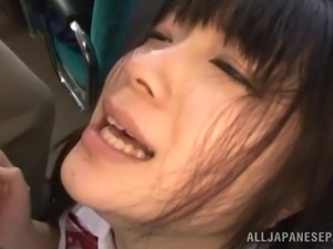 Kinky Japanese girl gets fucked from behind in a bus