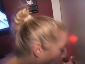 Blonde Amateur Working Over Strangers Cock At Glory Hole