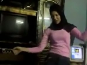 Pretty Arab girl dances in front of a camera in homemade video