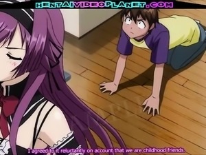 Anime maid Kiriha pleases her master