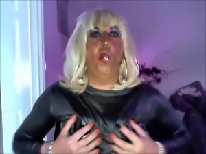 Chrissie smoking and masturbate in black PVC on the Web