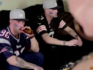 Dull BF watches the game while his buddy fucks the shit out of his GF