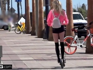 Bisexual teen Chloe Foster flashes her pussy in public