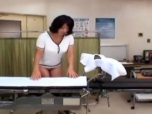 Pretty Japanese babe has a horny doctor plowing her snatch