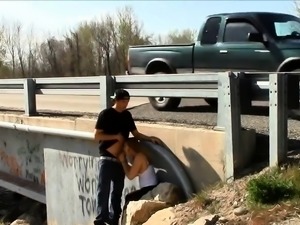 Quickie Sex by a Bridge with Traffic