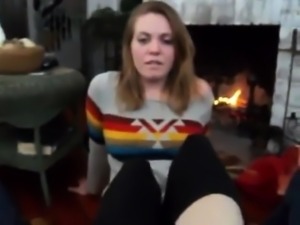 Hot brunette enjoys foot fetish