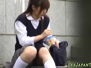 Japanese teen rubs undies