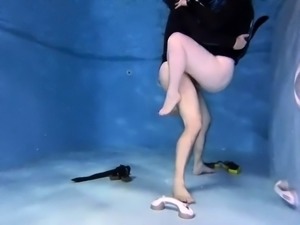 Kinky couple having underwater sex for the first time
